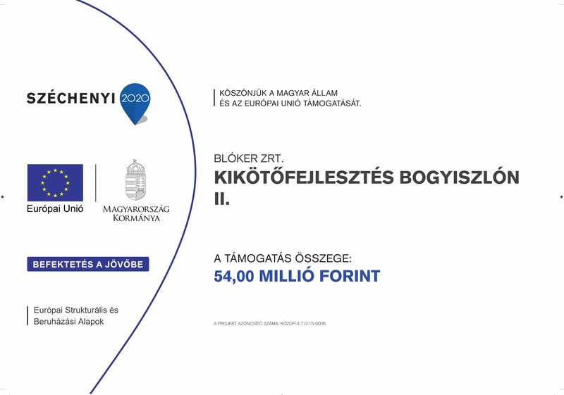 A projekt Széchenyi 2020 tájékoztató táblája
